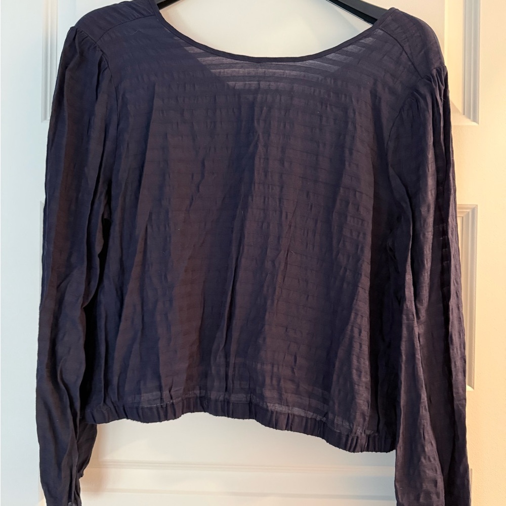 LOFT Textured Navy Blouse